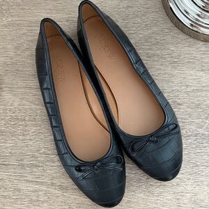 J. Crew Black Croc-Embossed Women's Flats